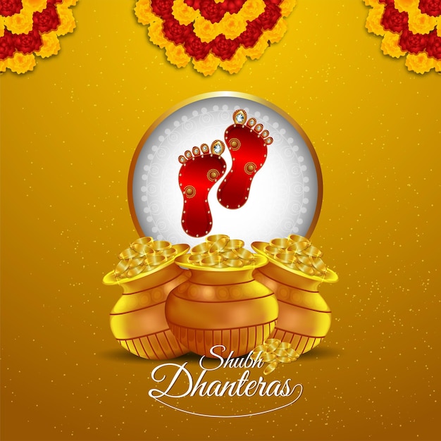 Creative vector ilustration of happy dhanteras celebration greeting card