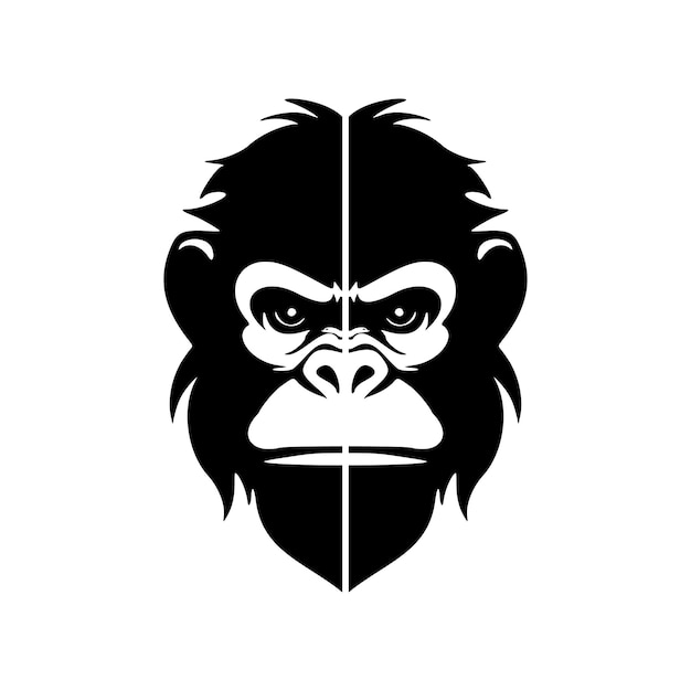 Creative vector logo of a black monkey on a white backdrop