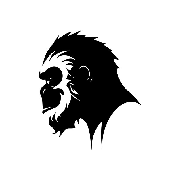 Creative vector logo of a black monkey on a white backdrop