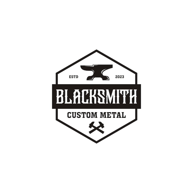 Creative vintage blacksmith logo design illustration idea