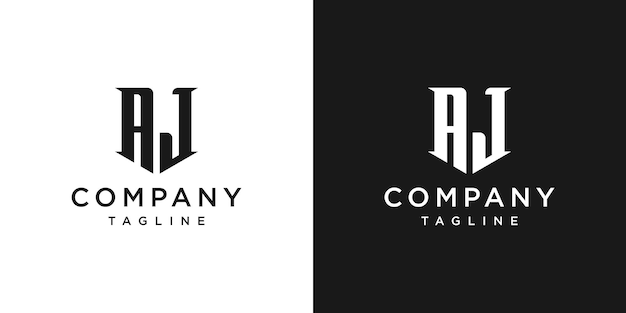 Creative Vintage Letter AJ Monogram Logo Design Icon Template White and Black Background