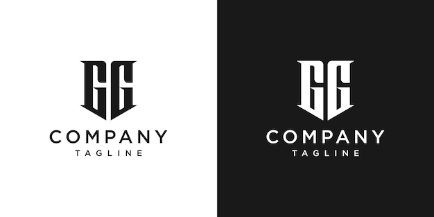 Creative Vintage Letter GG Monogram Logo Design Icon Template White and Black Background