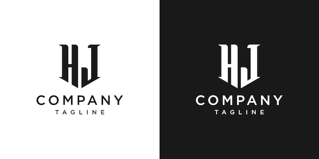 Creative Vintage Letter HJ Monogram Logo Design Icon Template White and Black Background