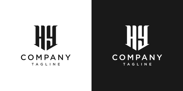 Creative Vintage Letter HY Monogram Logo Design Icon Template White and Black Background