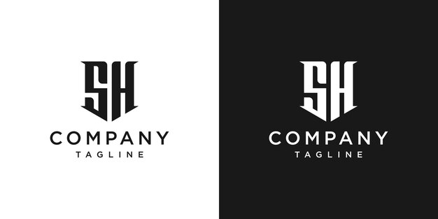 Vector creative vintage letter sh monogram logo design icon template white and black background