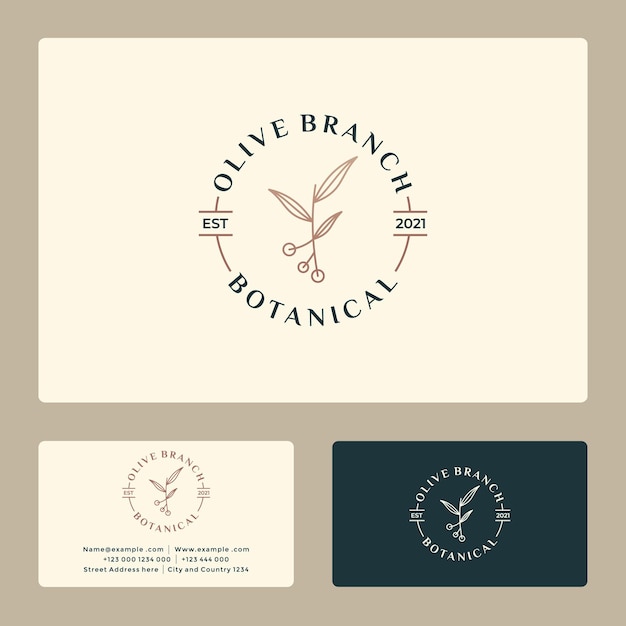 Creative vintage olive branch logo design for your business spa, fashion, cosmetic, and health