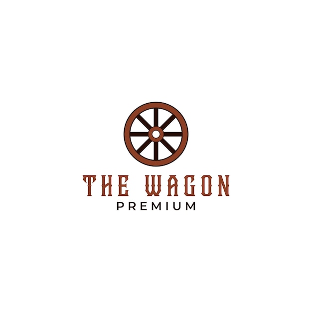 Creative vintage wooden wagon cart wheel logo design illustration idea