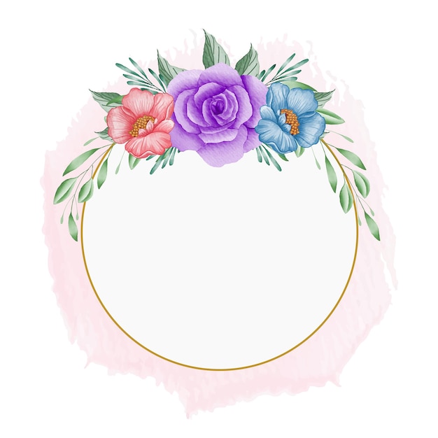 Creative Watercolor flowers wreath hand painted Premium Vector