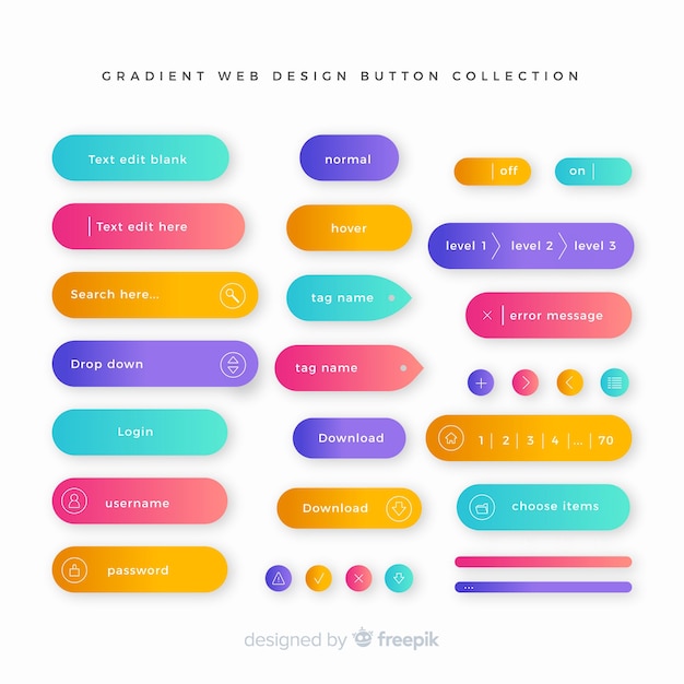 Creative web buttons in gradient style