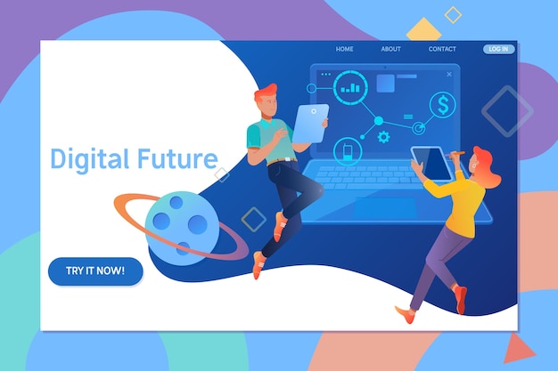 Creative website template design of Digital future. 