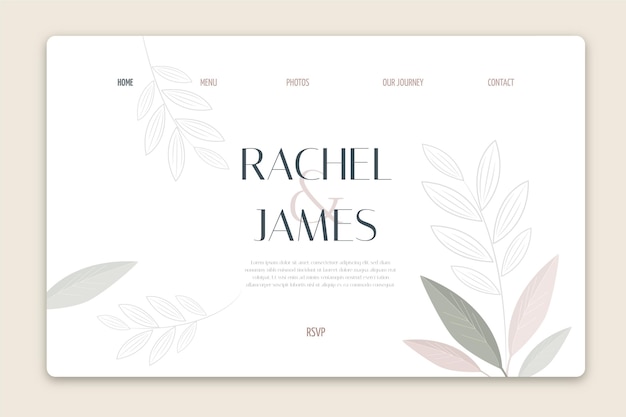 Vector creative wedding landing page template