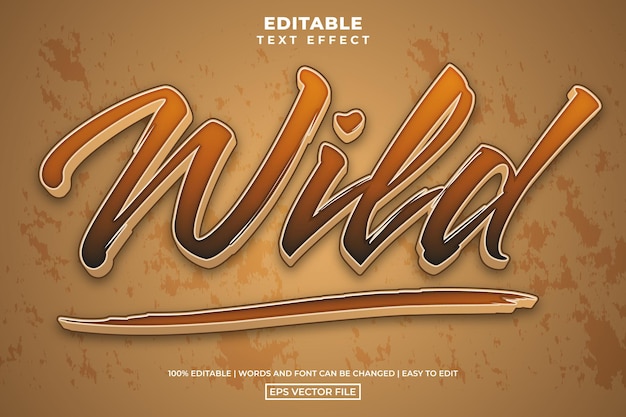 Creative wild text style, editable text effect vector