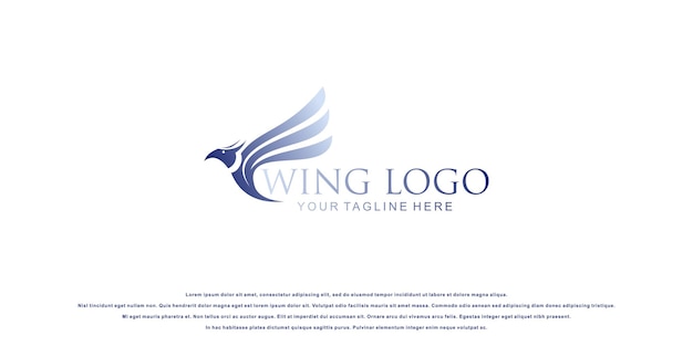 Creative wing logo design with modern style premium vector