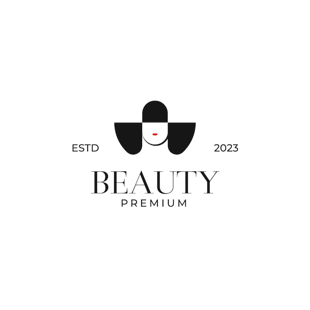 Creative woman with hat icon for beauty logo design illustration idea