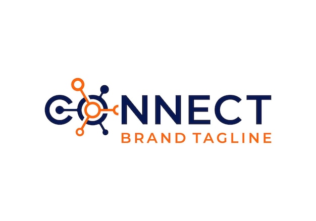 Vector creative wordmark connect digital dots technology design