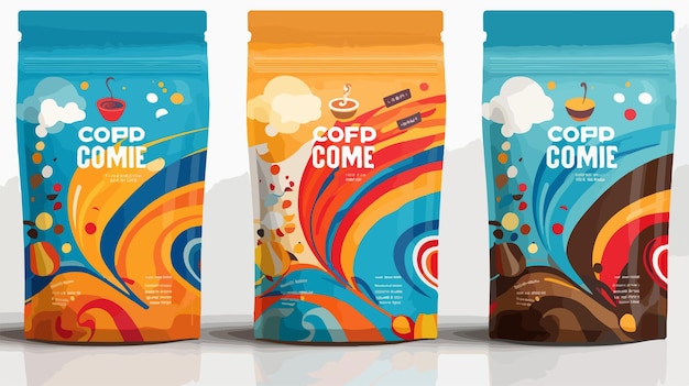 Creative Yummy and Funny Coffee Packaging Vector Design