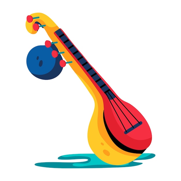 Creatively designed flat icon of veena instrument