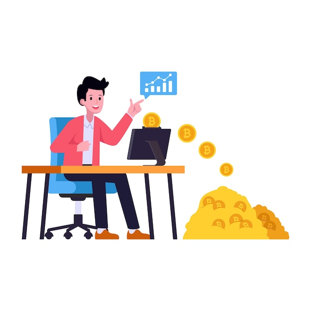 Creatively designed flat illustration of crypto earning