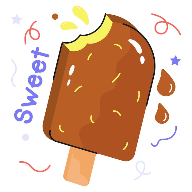 Creatively designed ice cream hand drawn vector easy to use icon