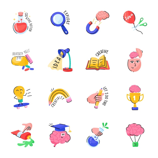 Creativity Stickers Pack- Flat Icons