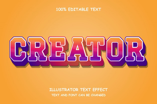 Creator,3d editable text effect gradation light glow style