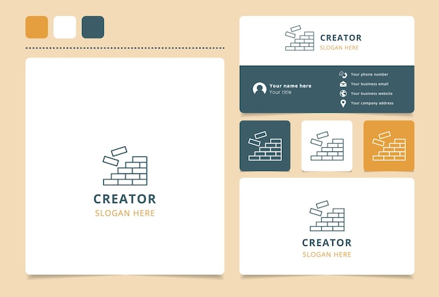 Creator logo design with editable slogan branding book and