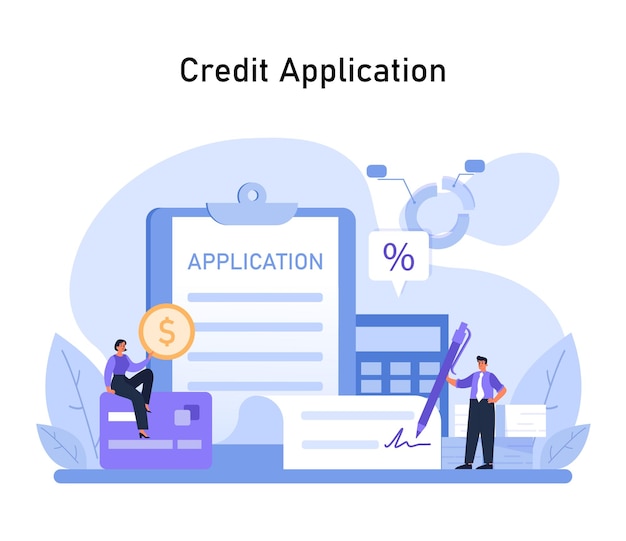 Vector credit application process a stepbystep visual guide to applying for credit featuring application