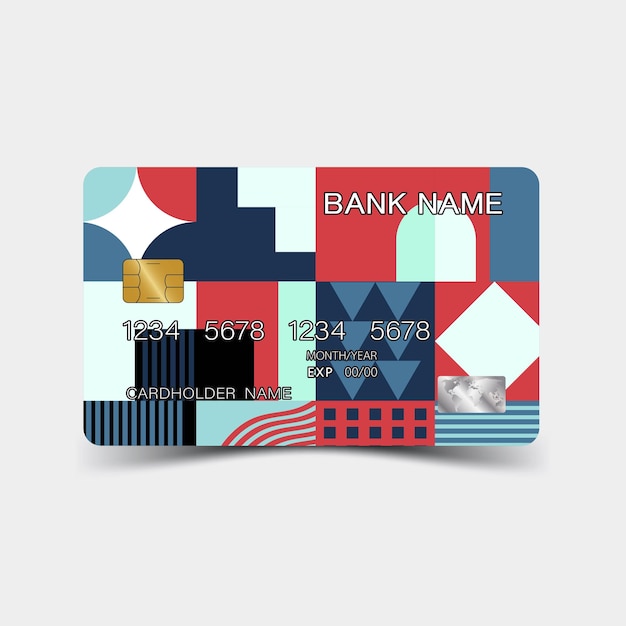 Credit card design Inspiration from memphis art Editable vector design