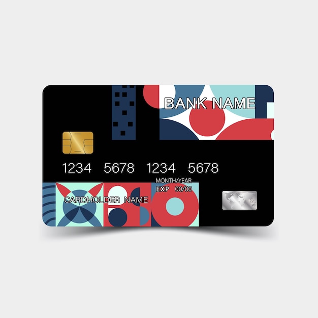 Credit card design Inspiration from memphis art Editable vector design