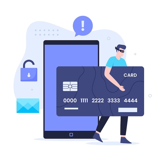 Credit card fraud flat illustration design concept. Illustration for websites, landing pages, mobile applications, posters and banners