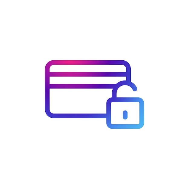 Credit card icon with gradient purple effect.