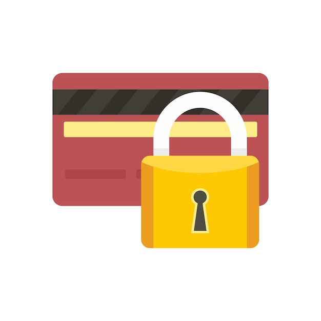 Credit card locked icon Flat illustration of credit card locked vector icon for web design