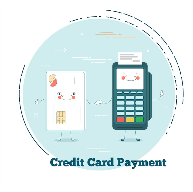 Credit card payment concept in line art style