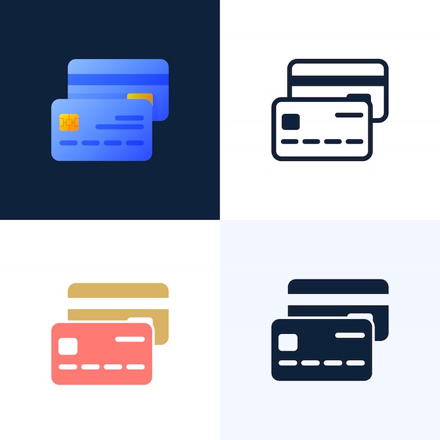 Credit card vector stock icon set. 