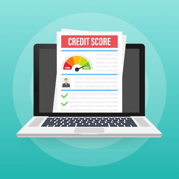 Credit score document. Paper sheet chart of personal credit score information.