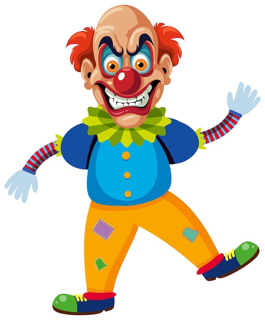 A creepy clown cartoon character