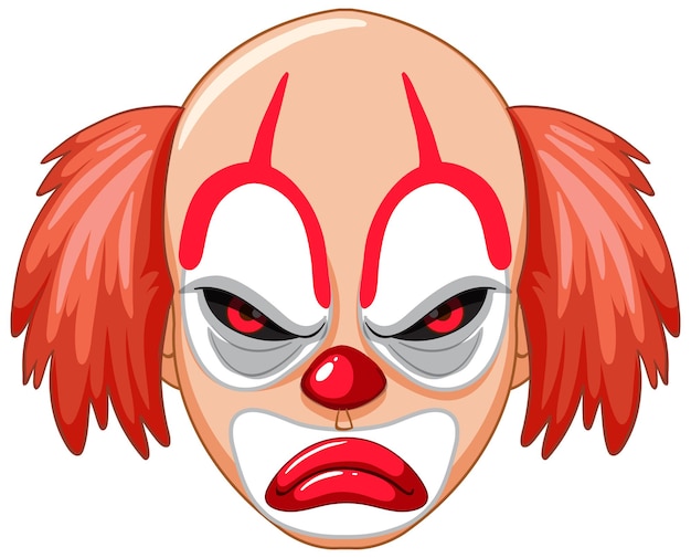 Creepy clown face on white background