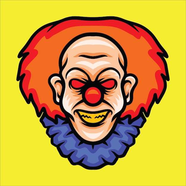 Creepy Clown Head Illustration