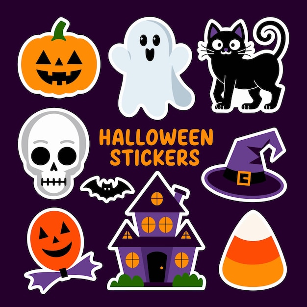 Creepy Cute Halloween Vector Sticker Collection