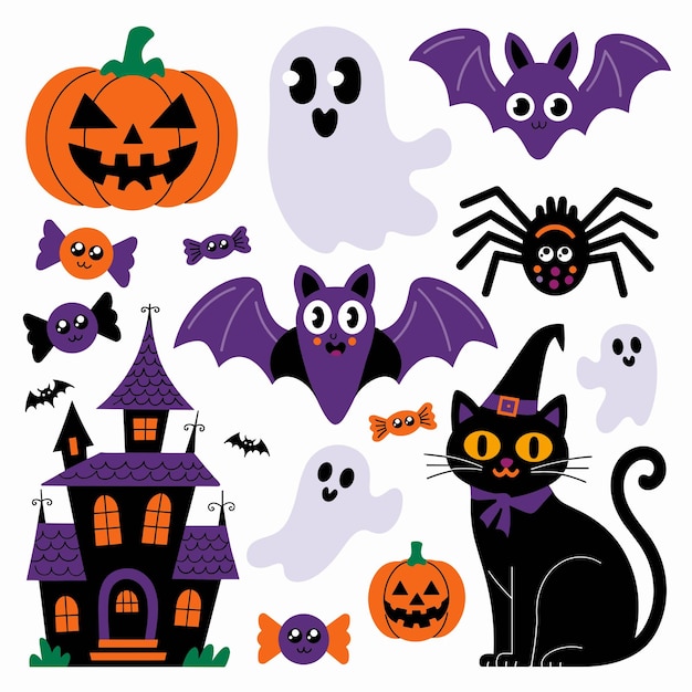 Creepy Cute Halloween Vector Sticker Collection