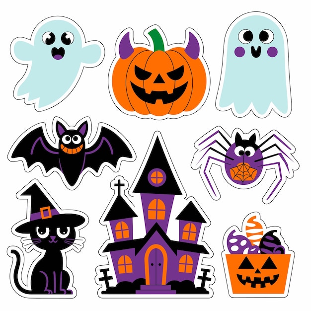 Creepy Cute Halloween Vector Sticker Collection