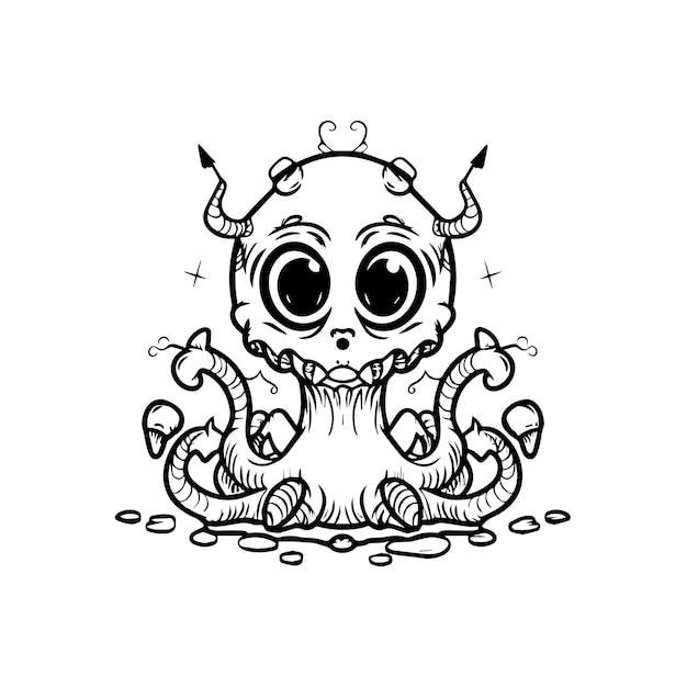 Creepy Cutie coloring pages Creepy Cutie cartoon outline for coloring book