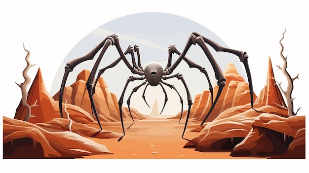 Vector creepy giant spider 3d illustration in flat vector isometric view