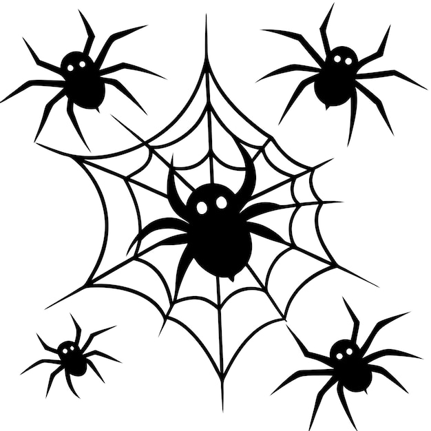 Vector creepy spiderwebs silhouette