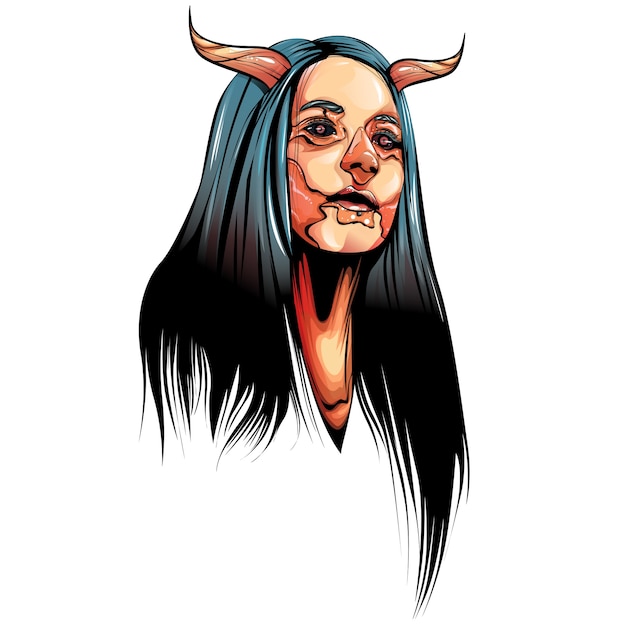 creepy women with horns 