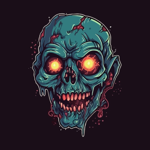 Creepy zombie head mascot illustration