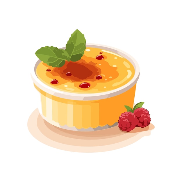 Vector creme brulee desert food element decor