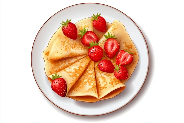 Vector crepes with strawberries flat style