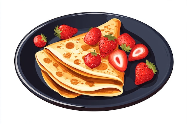 Vector crepes with strawberries flat style