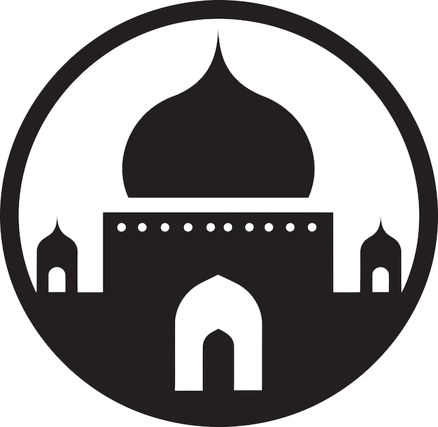 Crescent Crest Iconic Mosque Emblem Sacred Symmetry Mosque Vector Icon